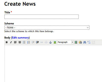 Screenshot for adding a news item